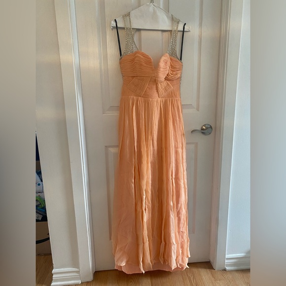 Marciano Silk and Sequence Salmon Color Dress - Picture 1 of 3